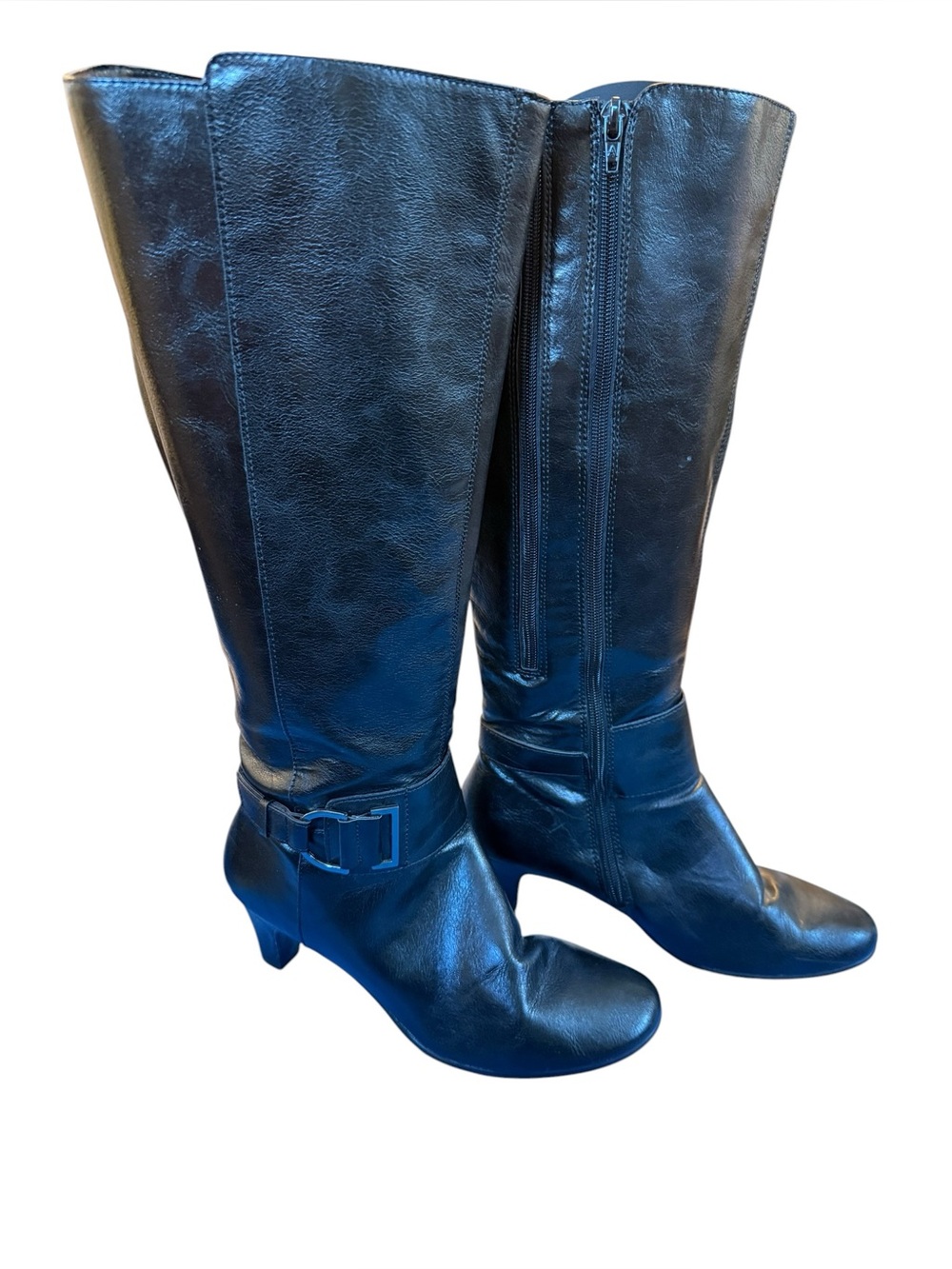 Aerosoles | Black Knee High Kitten Heel Buckle Boots Women’s 8.5 - Picture 2 of 7
